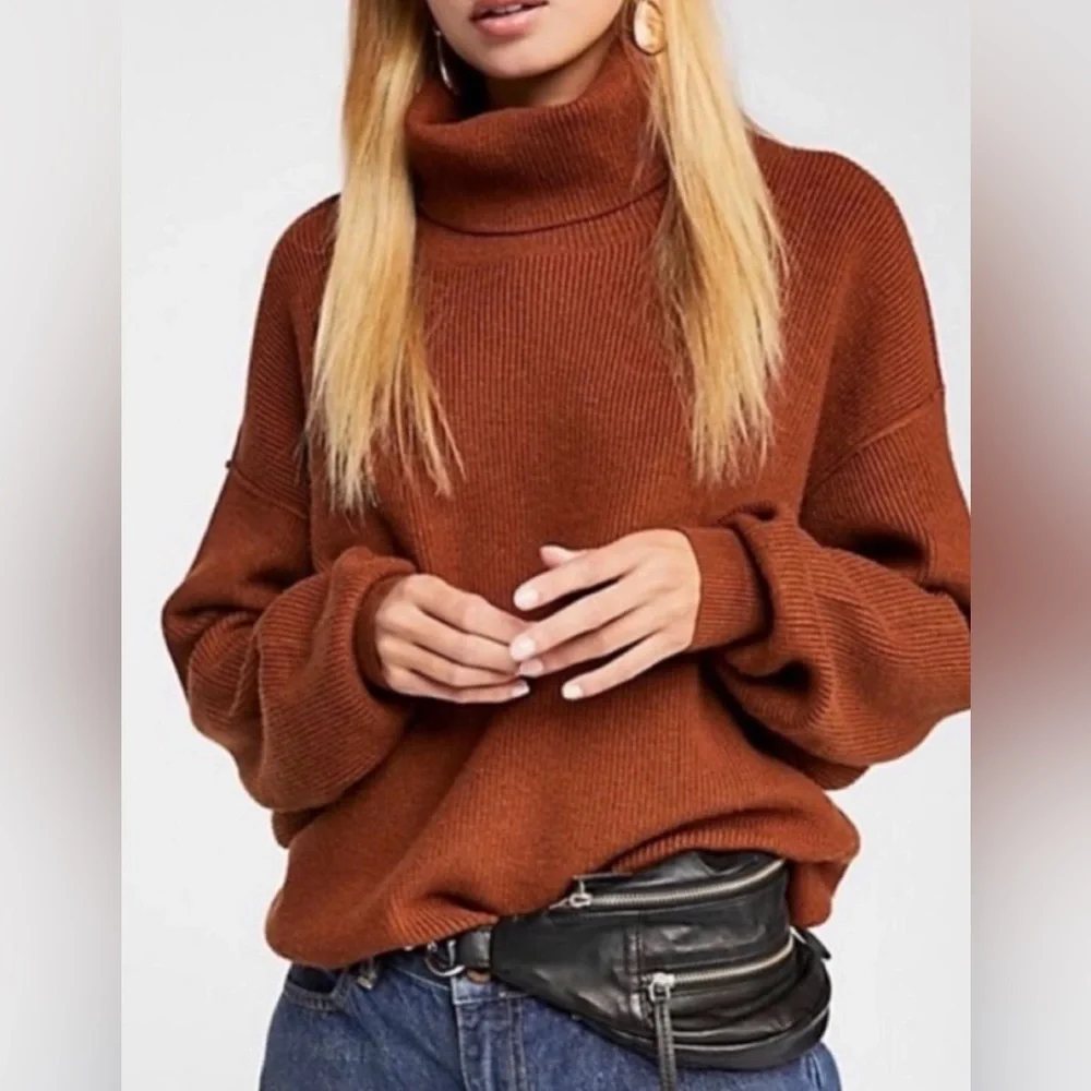 Free People |‎ Softly Structured Tunic Sweater Brown Size large
